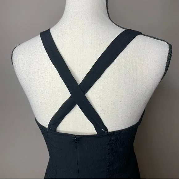 Madewell Smocked Crop Wide Leg Jumpsuit in True Black 2 H1084